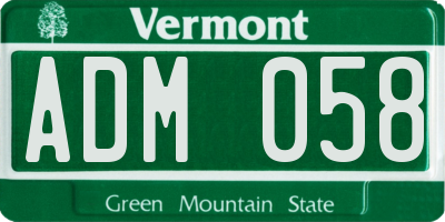 VT license plate ADM058