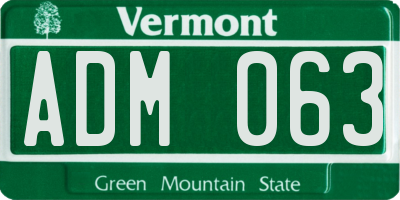 VT license plate ADM063