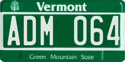 VT license plate ADM064