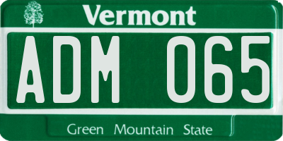 VT license plate ADM065