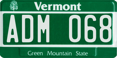VT license plate ADM068