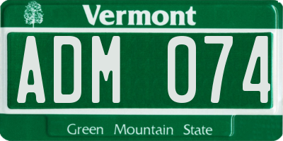 VT license plate ADM074