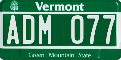 VT license plate ADM077