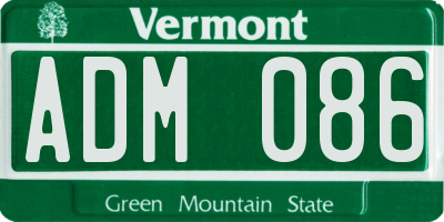 VT license plate ADM086