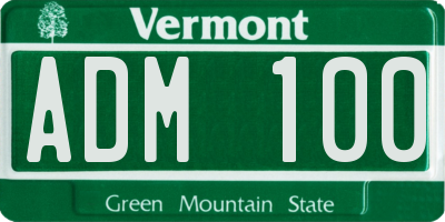 VT license plate ADM100