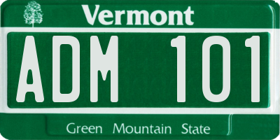 VT license plate ADM101