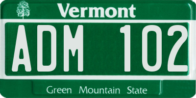 VT license plate ADM102