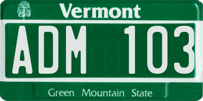 VT license plate ADM103