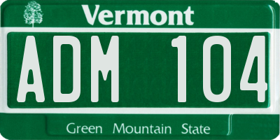 VT license plate ADM104