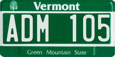 VT license plate ADM105
