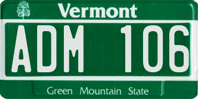 VT license plate ADM106