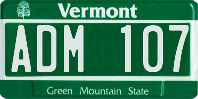 VT license plate ADM107