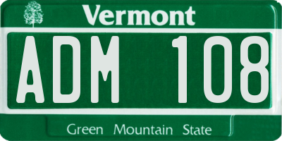VT license plate ADM108