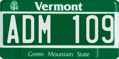 VT license plate ADM109