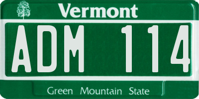 VT license plate ADM114