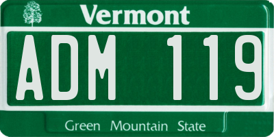 VT license plate ADM119