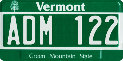 VT license plate ADM122