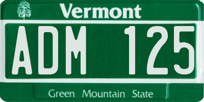 VT license plate ADM125
