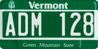 VT license plate ADM128