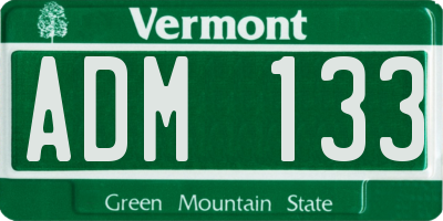 VT license plate ADM133