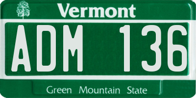 VT license plate ADM136