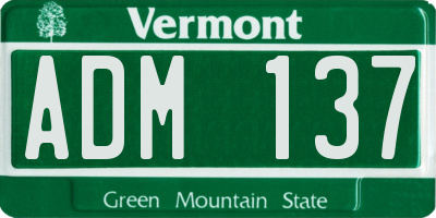 VT license plate ADM137
