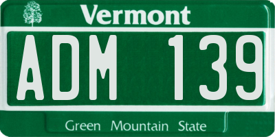 VT license plate ADM139