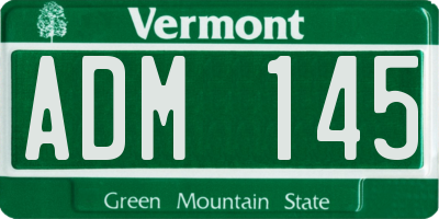 VT license plate ADM145