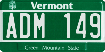 VT license plate ADM149