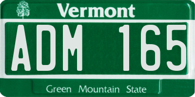 VT license plate ADM165