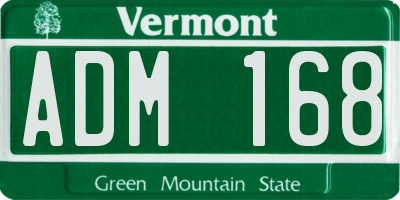 VT license plate ADM168
