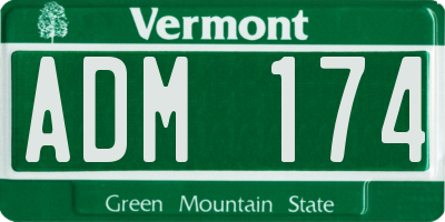 VT license plate ADM174