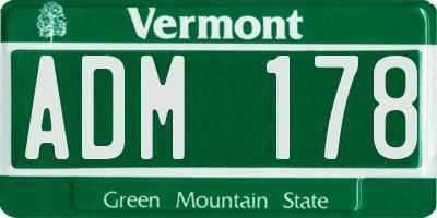 VT license plate ADM178