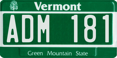 VT license plate ADM181