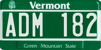 VT license plate ADM182