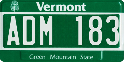 VT license plate ADM183