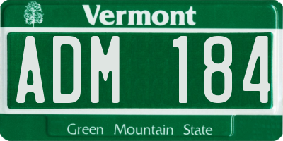 VT license plate ADM184