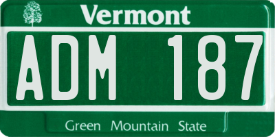 VT license plate ADM187