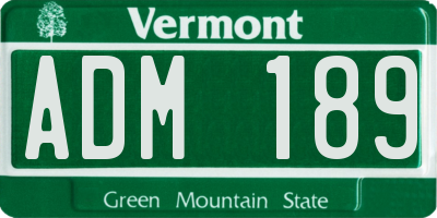 VT license plate ADM189