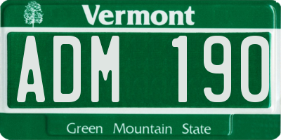 VT license plate ADM190