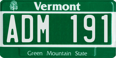 VT license plate ADM191
