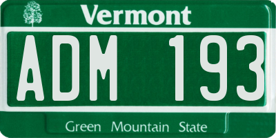 VT license plate ADM193