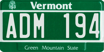 VT license plate ADM194