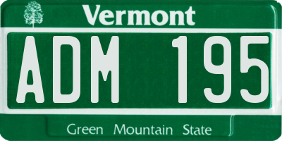 VT license plate ADM195