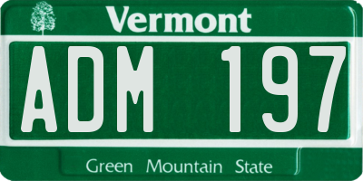 VT license plate ADM197