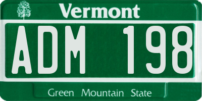 VT license plate ADM198