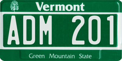 VT license plate ADM201