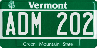 VT license plate ADM202