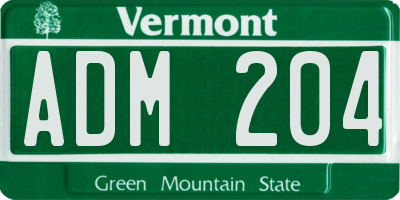 VT license plate ADM204