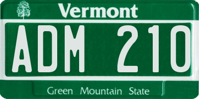 VT license plate ADM210